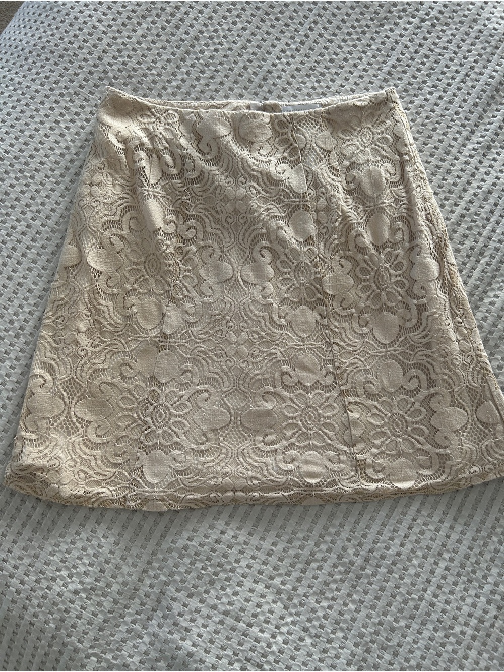 New York & Company Cream Lace A-Line Skirt
